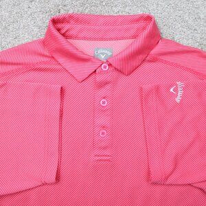 Callaway Polo Shirt Men Large Pink Opti-Dri Polyester Golf Short Sleeve Pullover